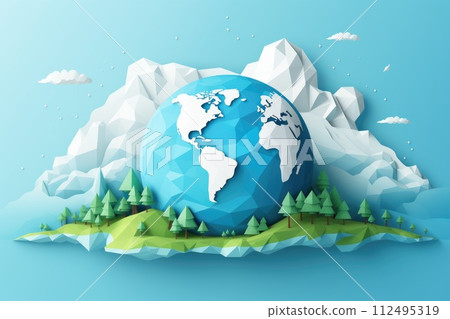 AI-generated content. planet earth paper art illustration AI-generated content. planet earth paper art illustration 112495319