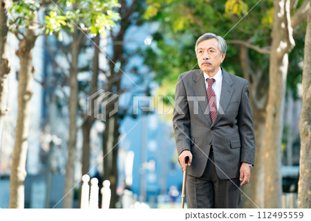Senior man suit cane Senior man suit cane 112495559