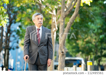 Senior man suit cane Senior man suit cane 112495561