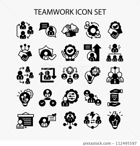 Teamwork icons collection. business, management, group, friendship, collaboration, cooperation icons set. vector illustration 112495597