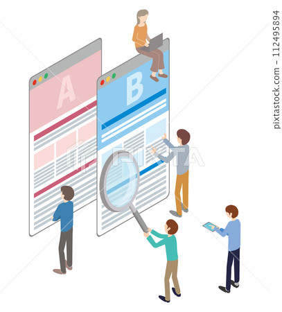 人們進行 AB 測試的插圖 112495894