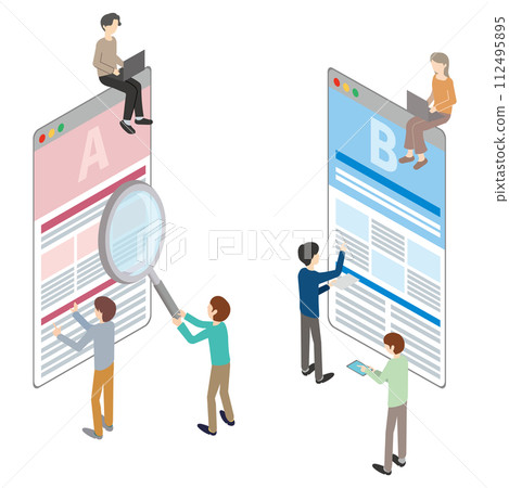 人們進行 AB 測試的插圖 112495895