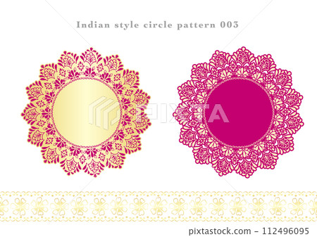 印度風格圓形花邊圖案材質顏色003 印度風格圓形花邊圖案材質顏色003 112496095