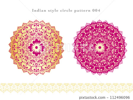 印度風格圓形花邊圖案材質顏色004 112496096