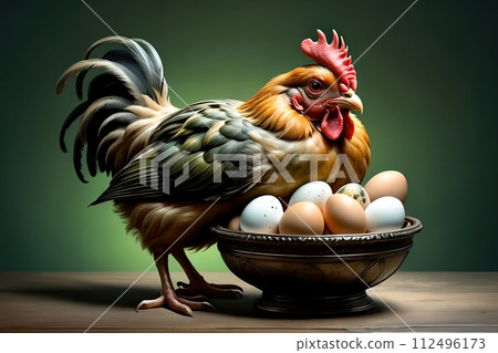 Homemade chicken with eggs. 112496173