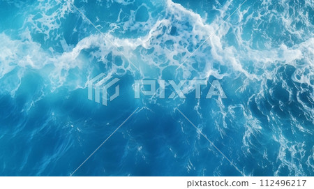 藍色海的俯視圖,波浪紋理,背景材料 藍色海的俯視圖,波浪紋理,背景材料 112496217
