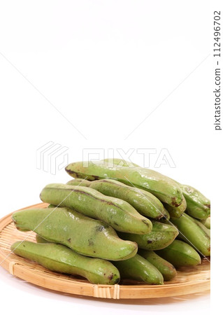 Broad bean raw harvest pod bright background Broad bean raw harvest pod bright background 112496702