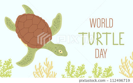 World Turtle Day horizontal illustration.  112496719
