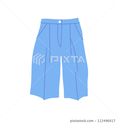 Cartoon Clothe Female Blue Denim Short Concept Flat Design Style Isolated on a White Background. Vector illustration Cartoon Clothe Female Blue Denim Short Concept Flat Design Style Isolated on a White Background. Vector illustration 112496817