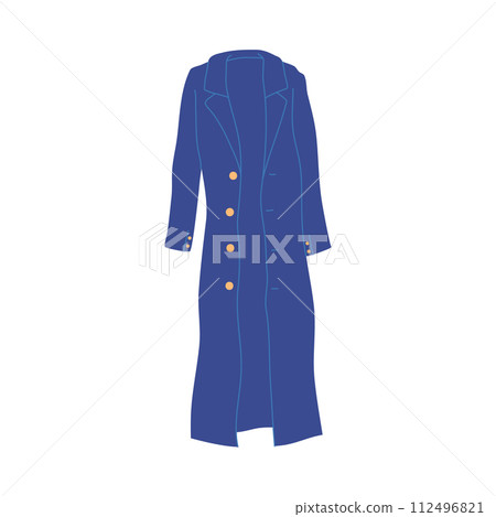 Cartoon Clothe Female Dark Blue Coat Concept Flat Design Style Isolated on a White Background. Vector illustration Cartoon Clothe Female Dark Blue Coat Concept Flat Design Style Isolated on a White Background. Vector illustration 112496821