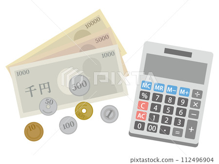 金錢和計算器的插圖_2 金錢和計算器的插圖_2 112496904