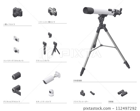 Illustration set 19 of household electrical appliances drawn using isometric projection [Photography/optical equipment] 112497292