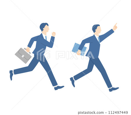 Businessman running with bags and documents 112497449