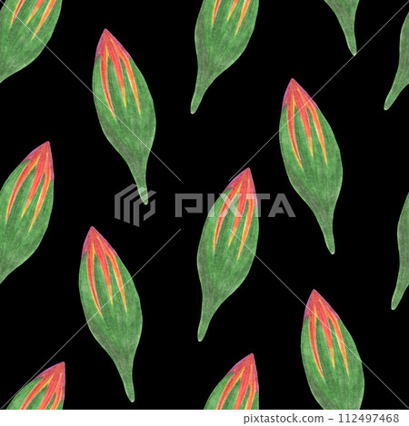 Marigold Flower Bud Seamless Pattern. Floral Bud Digital Paper. Marigold Flower Bud Seamless Pattern. Floral Bud Digital Paper. 112497468