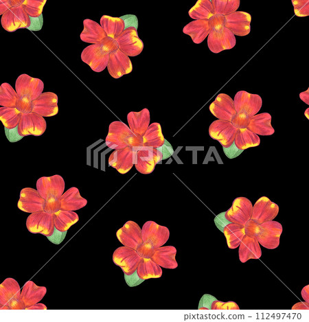 Marigold Flower Seamless Pattern. Floral Digital Paper. 112497470