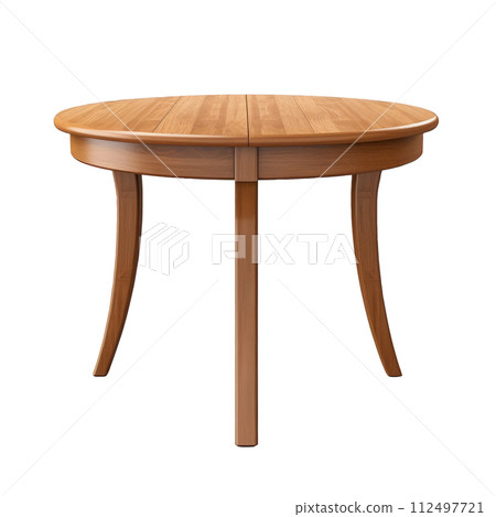 Wooden round table isolated with clipping path. 112497721
