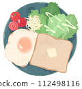 Watercolor illustration of breakfast plate 112498116