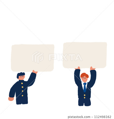 Flat and simple illustration of a male student with a board 112498162