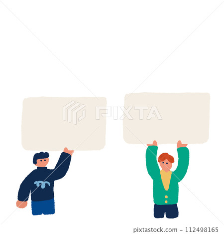 Flat and simple illustration of a man with a board 112498165