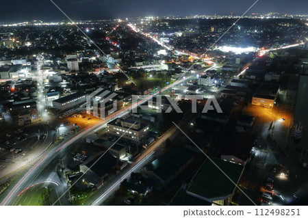 Night view of the city of Akita City, Akita Prefecture, Akita City 112498251