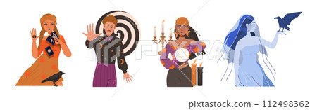 Man and Woman Character Fortune Teller with Mystical Paranormal Ability Vector Set Man and Woman Character Fortune Teller with Mystical Paranormal Ability Vector Set 112498362