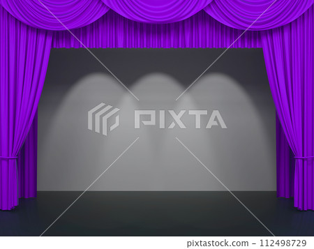 Luxury stage or windows curtains, realistic 3D illustration Luxury stage or windows curtains, realistic 3D illustration 112498729