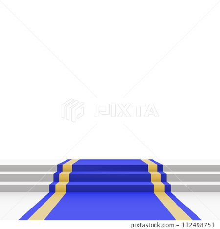 Blue carpet on stairs on white background Blue carpet on stairs on white background 112498751