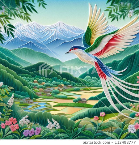 mountain landscape and birds mountain landscape and birds 112498777