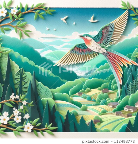 mountain landscape and birds mountain landscape and birds 112498778