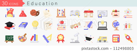 Set vector icons in flat design education, school and university with elements for mobile concepts and web apps. collection logo vector illustration 112498803