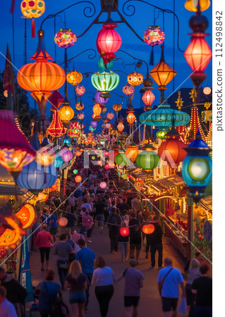 Oktoberfest Night, Tents, Music, Lanterns, Merriment, Ale 112498842