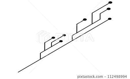 Isometric printed circuit board PCB tracks isolated on white background. Technical clipart with lines and dots at the ends. Design element. Isometric printed circuit board PCB tracks isolated on white background. Technical clipart with lines and dots at the ends. Design element. 112498994