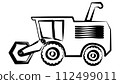 Combine harvester outline isolated on white background. Clipart. 112499011