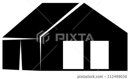 Farm barn silhouette isolated on white background. Rural clipart. 112499038