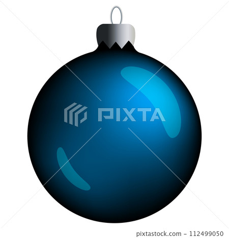 Realistic round Christmas ball with blue gradient and flares isolated on a white background. Clipart for christmas tree. Realistic round Christmas ball with blue gradient and flares isolated on a white background. Clipart for christmas tree. 112499050