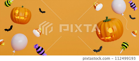 Halloween background with space for text. 3d render illustration. Halloween background with space for text. 3d render illustration. 112499193