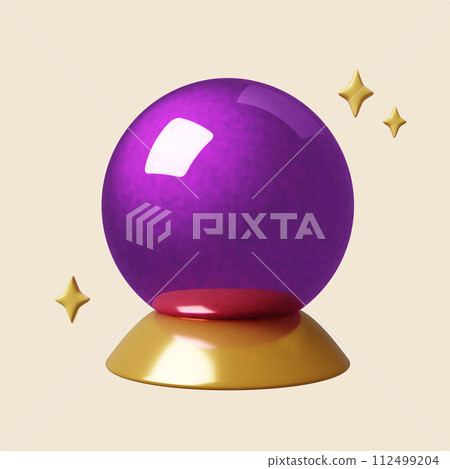 3d Halloween spirit orb icon. Traditional element of decor for Halloween. icon isolated on gray background. 3d rendering illustration. Clipping path. 112499204