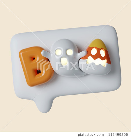 3d Halloween icon. Traditional element of decor for Halloween. icon isolated on gray background. 3d rendering illustration. Clipping path. 112499206