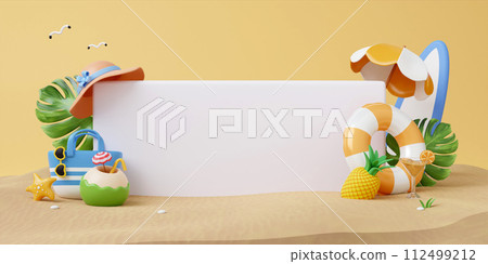 3d podium stand for product presentation with summer concept. platform for advertising. Concept of summer. illustration banner 3d rendering illustration 3d podium stand for product presentation with summer concept. platform for advertising. Concept of summer. illustration banner 3d rendering illustration 112499212