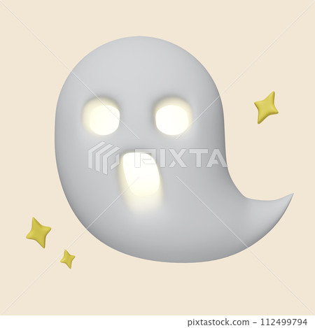 3d Halloween Ghost icon. Traditional element of decor for Halloween. icon isolated on gray background. 3d rendering illustration. Clipping path. 3d Halloween Ghost icon. Traditional element of decor for Halloween. icon isolated on gray background. 3d rendering illustration. Clipping path. 112499794