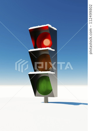 Traffic light under the snow 112499802
