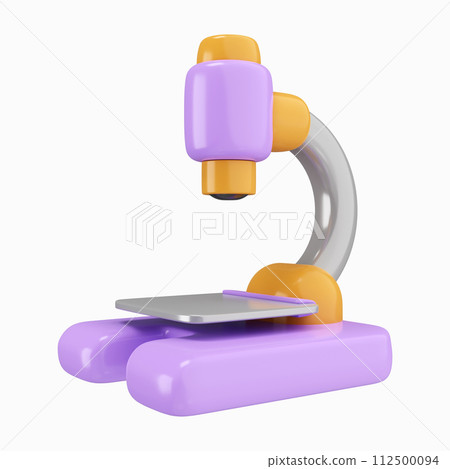 3d Microscope. pharmaceutical instrument, microbiology magnifying tool. icon symbol clipping path. 3d render illustration 112500094