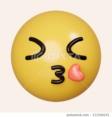 3d emoji Blowing kiss. icon isolated on gray background. 3d rendering illustration. Clipping path. 3d emoji Blowing kiss. icon isolated on gray background. 3d rendering illustration. Clipping path. 112500241