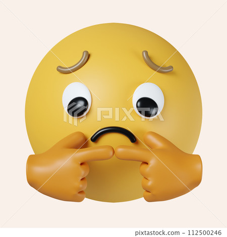 3d emoji Sorry Emoticon Face with hand. icon isolated on gray background. 3d rendering illustration. Clipping path. 3d emoji Sorry Emoticon Face with hand. icon isolated on gray background. 3d rendering illustration. Clipping path. 112500246