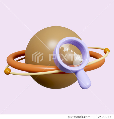 3d Planet Saturn, Jupiter, Uranus, Neptune, with ring around. icon isolated on purple background. 3d rendering illustration. Clipping path. 3d Planet Saturn, Jupiter, Uranus, Neptune, with ring around. icon isolated on purple background. 3d rendering illustration. Clipping path. 112500247
