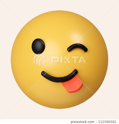 3d Yummy emoji. Smiling emoticon licking lips, savoring food. icon isolated on gray background. 3d rendering illustration. Clipping path. 3d Yummy emoji. Smiling emoticon licking lips, savoring food. icon isolated on gray background. 3d rendering illustration. Clipping path. 112500382