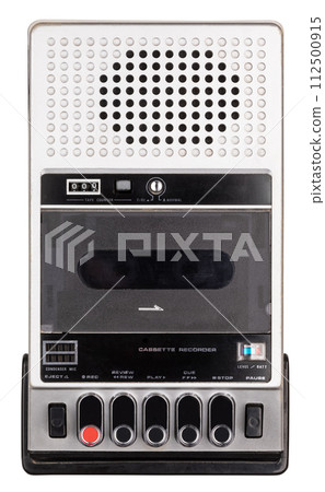 Vintage cassette recorder isolated on white background 112500915