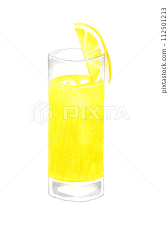 模糊的肚臍，柳橙汁-飲料（酒精）手繪水彩插畫素材 112501213