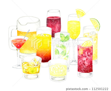酒精/雞尾酒套裝 飲料手繪水彩插畫材料（酒精） 112501222