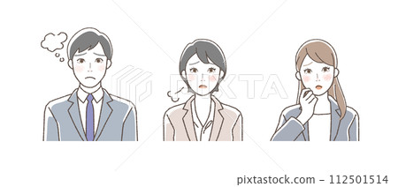 Business person in suit, upper body illustration set. Negative. 112501514